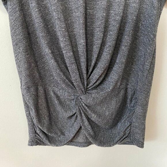 Michael Stars Short Sleeve Gray Knotted Front Round Neck T-shirt Oversized XS - Picture 8 of 9